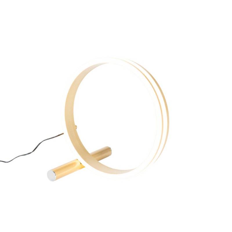 Qazqa Tischleuchte Navara, LED fest integriert, (nicht austauschbare) LED, Gold/Messing, Design, Aluminium, 1-flammig von Qazqa