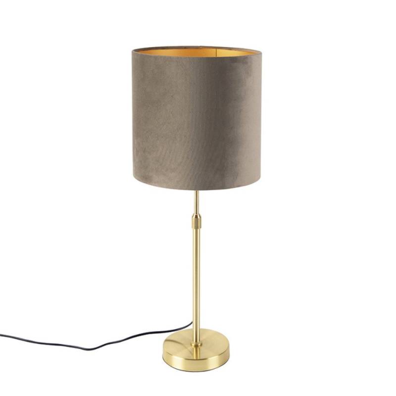 Qazqa Tischleuchte Parte, LED wechselbar, E27, Taupe, Landhaus / Rustikal, Textil, 1-flammig von Qazqa