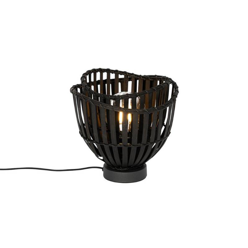 Qazqa Tischleuchte Pua, ohne Leuchtmittel, E27, Schwarz, Orientalisch, Bamboo, 1-flammig von Qazqa