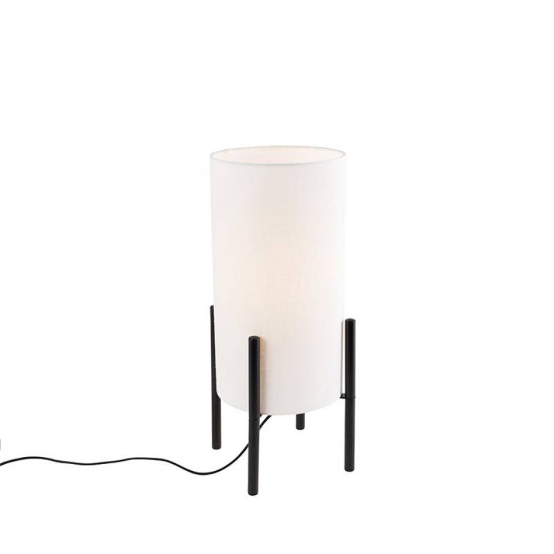 Qazqa Tischleuchte Rich, ohne Leuchtmittel, E27, Weiß, Modern, Leinen, 1-flammig von Qazqa
