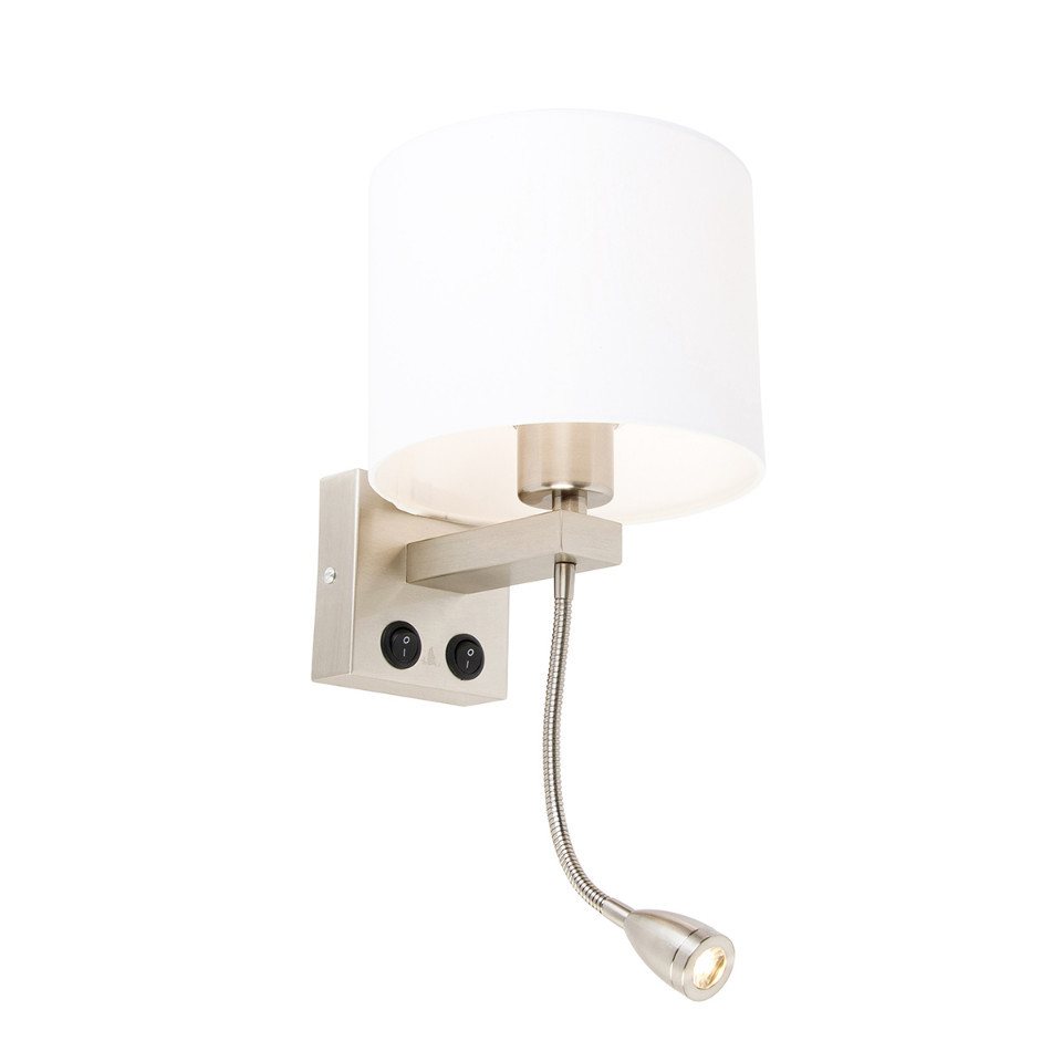 Qazqa Wandleuchte Brescia combi, LED wechselbar, E27, Stahl, Modern, Stahl, 1-flammig Qazqa Wandleuchte Brescia combi, LED wechselbar, E27, Stahl, Modern, Stahl, 1-flammig von Qazqa
