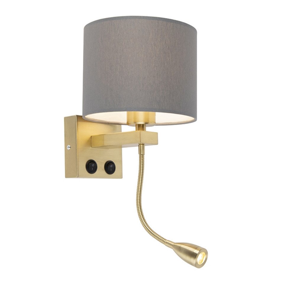 Qazqa Wandleuchte Brescia combi, LED wechselbar, E27, Grau, Art Deco, Stahl, 1-flammig Qazqa Wandleuchte Brescia combi, LED wechselbar, E27, Grau, Art Deco, Stahl, 1-flammig von Qazqa