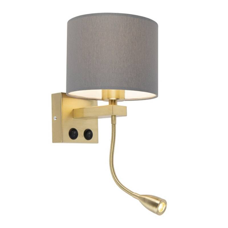 Qazqa Wandleuchte Brescia combi, LED wechselbar, E27, Grau, Art Deco, Stahl, 1-flammig Qazqa Wandleuchte Brescia combi, LED wechselbar, E27, Grau, Art Deco, Stahl, 1-flammig von Qazqa