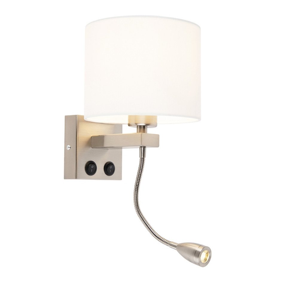 Qazqa Wandleuchte Brescia combi, LED wechselbar, E27, Weiß, Modern, Stahl, 1-flammig Qazqa Wandleuchte Brescia combi, LED wechselbar, E27, Weiß, Modern, Stahl, 1-flammig von Qazqa