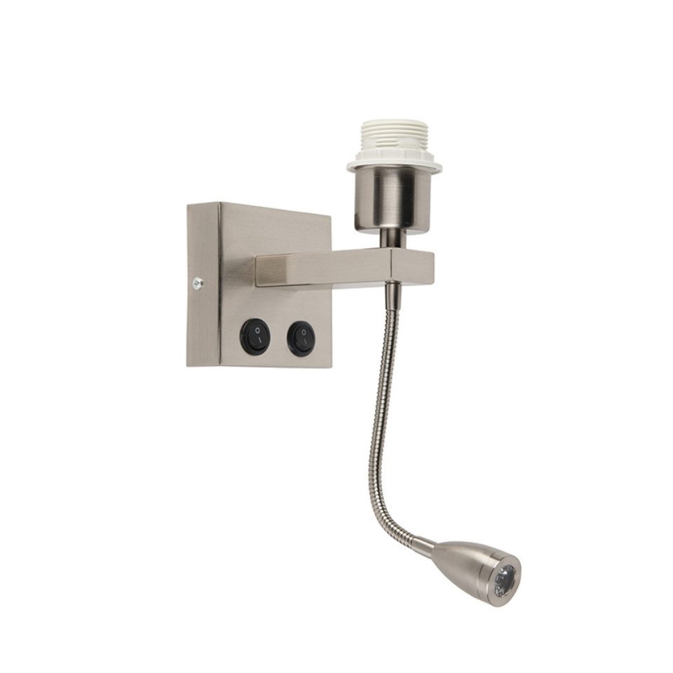 Qazqa Wandleuchte Brescia combi, LED wechselbar, E27, Stahl, Modern, Stahl, 1-flammig Qazqa Wandleuchte Brescia combi, LED wechselbar, E27, Stahl, Modern, Stahl, 1-flammig von Qazqa