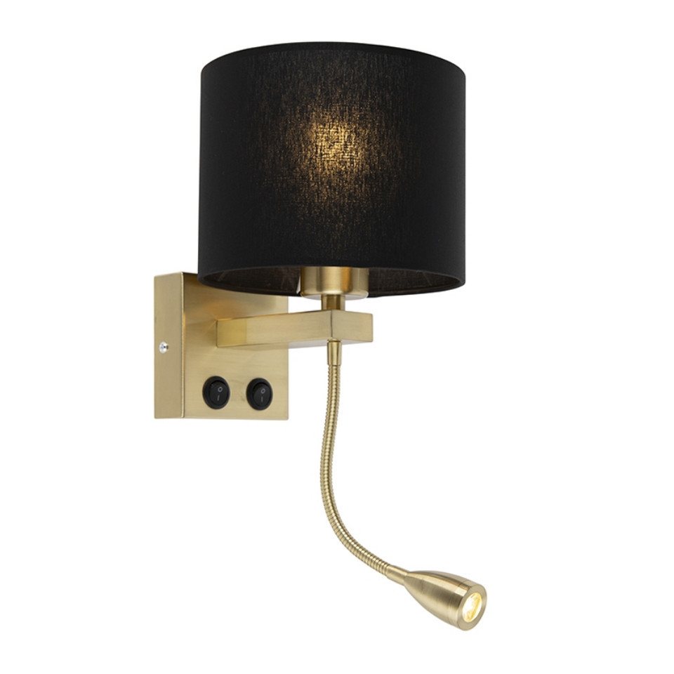 Qazqa Wandleuchte Brescia combi, LED wechselbar, E27, Schwarz, Art Deco, Stahl, 1-flammig Qazqa Wandleuchte Brescia combi, LED wechselbar, E27, Schwarz, Art Deco, Stahl, 1-flammig von Qazqa