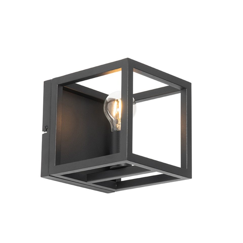 Qazqa Wandleuchte Cage, ohne Leuchtmittel, E27, Schwarz, Industrie, Stahl, 1-flammig Qazqa Wandleuchte Cage, ohne Leuchtmittel, E27, Schwarz, Industrie, Stahl, 1-flammig von Qazqa