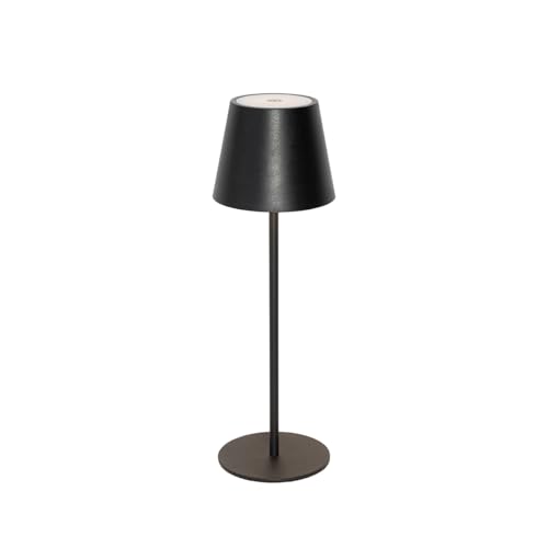 Qazqa murdock – LED Tischleuchte dimmbar kabellos wiederaufladbar USB Dimmer inklusive – 1 Licht – Ø 11,5 cm – Schwarz – Modern – Außenbeleuchtung von Qazqa
