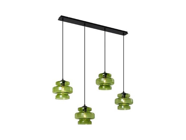 Retro Hängelampe Schwarz mit Grünem Glas 4-Lichter - Denise von Qazqa