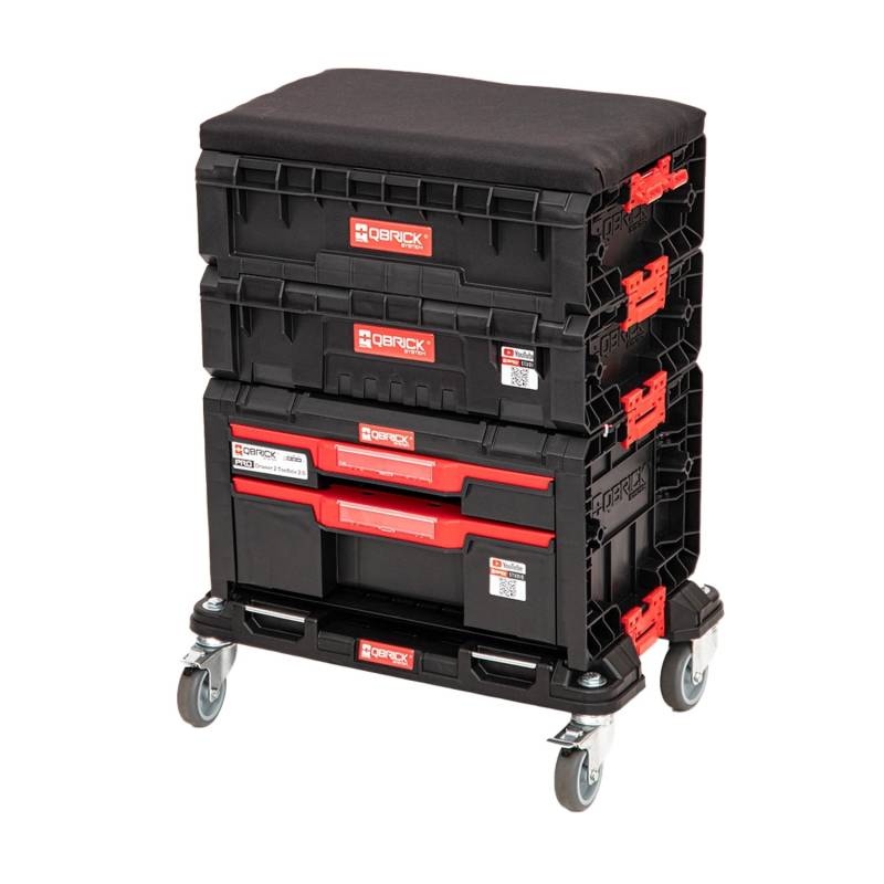 Qbrick System Modularer Werkstattsitz PRO mit Schubladen und Ablage von Qbrick System
