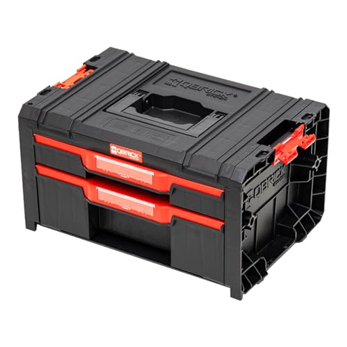 Qbrick Werkzeugschrank Schubladenschrank - 45 x 32 x 24,5 cm PRO Drawer 2 Modularer Werkzeugkasten mit 2 Schublade von QBRICK