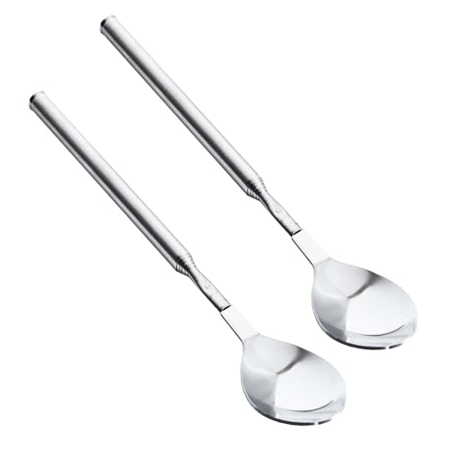 2 Stück Edelstahl Teleskop Gabeln Tragbare Ausziehbare Löffel mit Langem Griff für BBQ und Haushalt Spülmaschinenfest Teleskopwerkzeuge von Qcbuegof