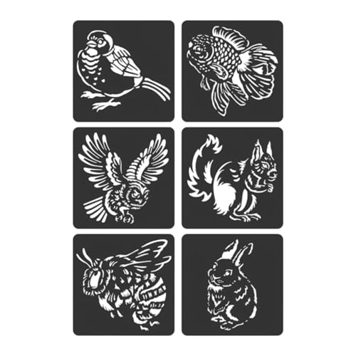 6 Stück Tierschablonen zum Malen Ausgraben außerhalb Zoo Schablonen Thema Scrapbook Tagebuch Zeichnung Thema Schablonen Tagebuch Malerei Tierserie von Qcbuegof