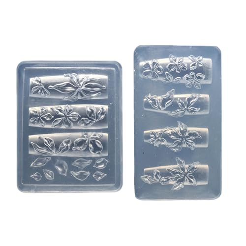 Blumen-Prägewerkzeuge mit Silikon-Blütenblatt für detaillierte Nägel, Kunstdesigns und Bastelarbeiten, Maniküre, Silikon-Nagelkunst, 2 Stück Blumen-Prägewerkzeuge mit Silikon-Blütenblatt für detaillierte Nägel, Kunstdesigns und Bastelarbeiten, Maniküre, Silikon-Nagelkunst, 2 Stück von Qcbuegof