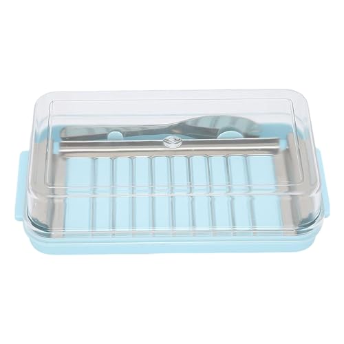 Butter- und Käseschneider aus Edelstahl mit transparentem Deckel, einfach zu bedienen, mit Behälter, Butterschneider aus Edelstahl von Qcbuegof