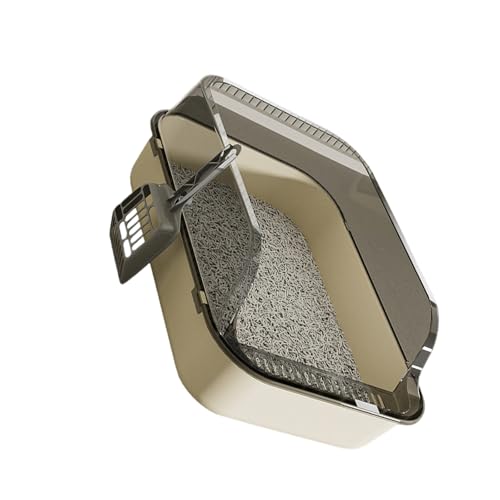 Halb geschlossene Katzentoilette an den hohen Seiten verdickter Spritzschutz Geruchskontrolle leicht zu reinigen großes Haustierbad große geschlossene Katzentoilette von Qcbuegof