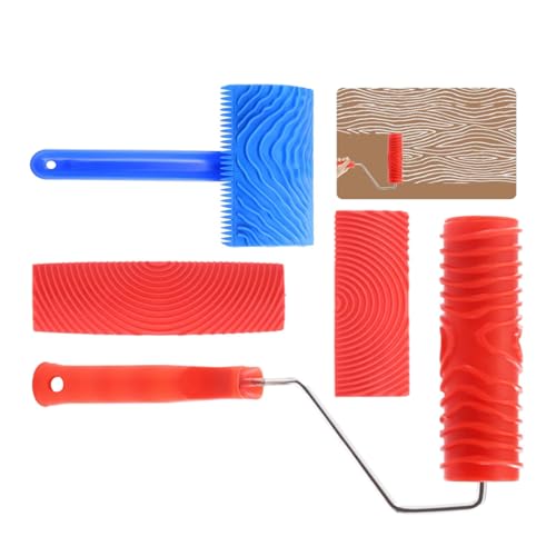 Multi Surface Dekoratives Rollerwerkzeug mit realistischer Holzmaserung Effekt für Wand Tür und Möbel Wand Malerei Werkzeug Professionelles Malerwalzen-Set von Qcbuegof
