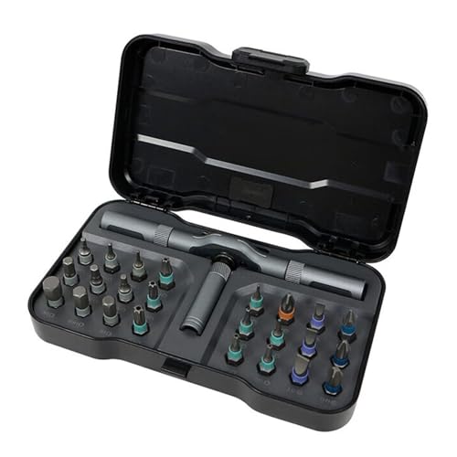 Präzises Ratschen-Schraubendreher-Set 24-in-1 Ratschen-Bit Mehrzweck-Handbuch Laptop-Reparatur-Schraubendreher von Qcbuegof