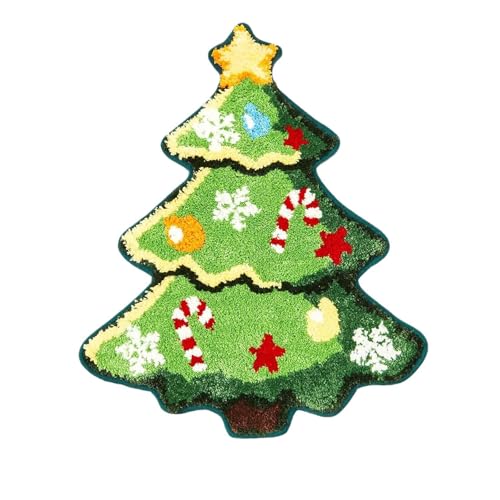 Qcbuegof Dekorative und funktionale Weihnachtsbaum-Badematte mit hoher Wasseraufnahmefähigkeit und rutschfester Bodenmatte von Qcbuegof