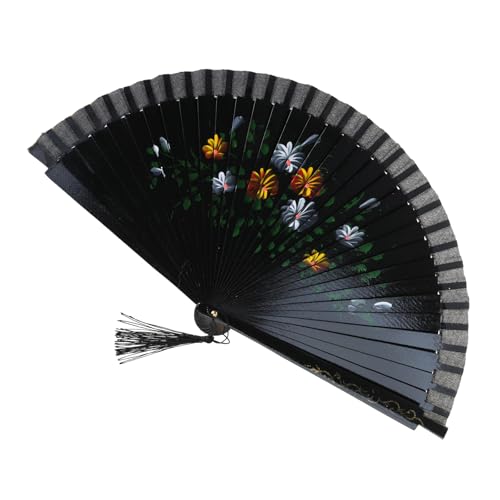 Qcbuegof Flamenco Performances Handfächer mit doppeltem Muster, spanischer Tanz, mit Blumen-Kunstwerk, Seide, faltbarer Fächer Qcbuegof Flamenco Performances Handfächer mit doppeltem Muster, spanischer Tanz, mit Blumen-Kunstwerk, Seide, faltbarer Fächer von Qcbuegof