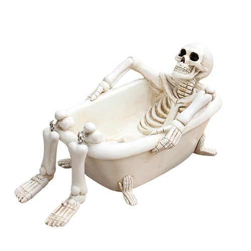 Qcbuegof Halloween Badewanne Harzschädel Pflanzer Blumentöpfe Statue Für Innenpflanzen Oder Tischendekoration Halloween Garden Accessoires von Qcbuegof