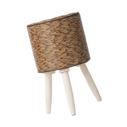 Qcbuegof Handgewebte Rattan Pflanzenständer Gelbe Benutzerfreundliche Materialien Und Robuste Mehrstufige Designs Für Innenräume Freien Freien Gelb Pflanzenregal von Qcbuegof