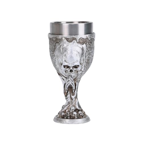 Qcbuegof Kelch im Vintage-Totenkopf-Design, rostfreier Stahlkelch, Motto-Party-Trinkgeschirr, robuster, effizienter Becher, dekorativer Trinkbecher, rostfreier Stahl, Geschenkkelch für Sammler von Qcbuegof