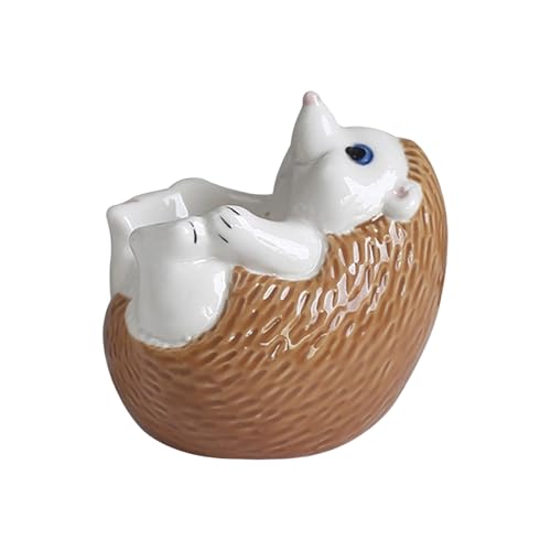Qcbuegof Kinder-Frühstückseier-Tasse aus Keramik, Igel-Statue, Tierform, sicher, spülmaschinenfest, Küchenutensilien-Eierhalter mit Cartoon-Design von Qcbuegof