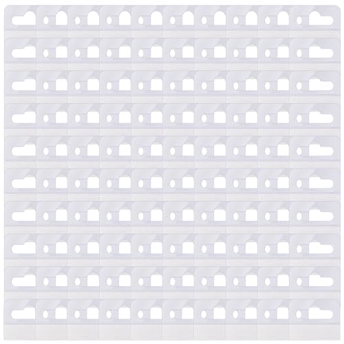 Qcbuegof Packung Mit 100 Transparenten Kunststoff Hanging Tabs Mit Schlitzlöchern Easy Installation Home Organization Hooks Badezimmerhaken Küchen Wandhaken von Qcbuegof