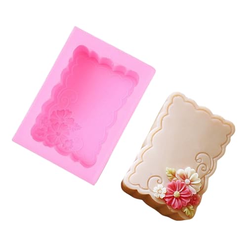 Rechteckige Seifenformen Geprägte Blume für handgemachte Seife Dekoration Rechteckige Silikonformen Silikonbackformen von Qcbuegof