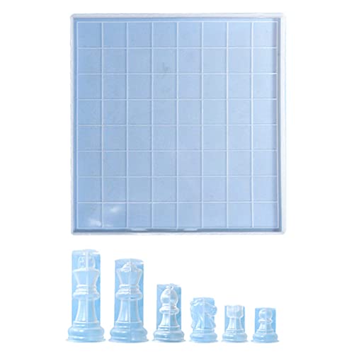 Schach-Epoxid-Formen, großes Schach-Silikonform-Set, Handarbeitszubehör für Kunst-Silikonform von Qcbuegof