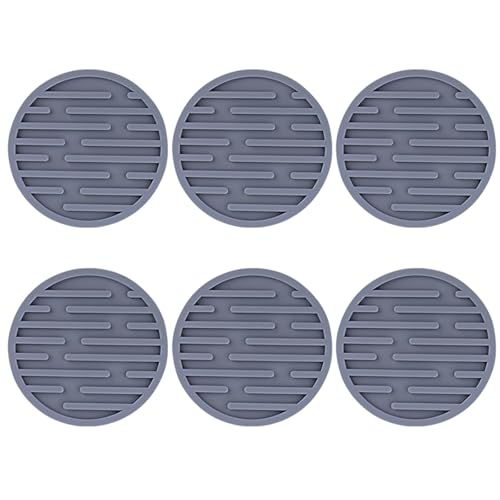 Untersetzer-Set mit 6 Untersetzern, runde Getränkematten, Tischsets, Silikon-Textur, geeignet für verschiedene Tassen, Couchtisch-Untersetzer von Qcbuegof