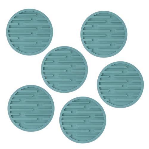 Untersetzer-Set mit 6 Untersetzern, runde Getränkematten, Tischsets, Silikon-Textur, geeignet für verschiedene Tassen, Couchtisch-Untersetzer von Qcbuegof