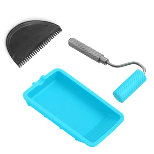 Wiederverwendbare Silikonrolle mit Tablett für große Flächen, Handwerksprojekte, Anwendung auch selbstklebend, Aluminiumgriff, effizientes Klebstoffverteilungswerkzeug von Qcbuegof