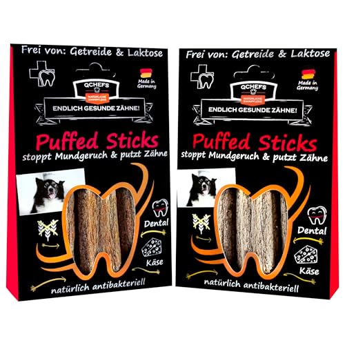 QCHEFS 2er Pack Puffed Sticks: Zahnpflege Hunde als vegetarische-getreidefreie Kaustangen nach dem Hundefutter und antibakterieller Mundgeruchentferner QCHEFS 2er Pack Puffed Sticks: Zahnpflege Hunde als vegetarische-getreidefreie Kaustangen nach dem Hundefutter und antibakterieller Mundgeruchentferner von Qchefs