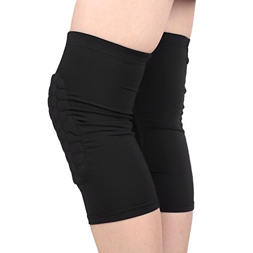 1 Paar Honeycomb Knieschützer Atmungsaktiv Kniebandage Anti-Kollision Knieschoner Silikon Kniestütze Rutschfeste Knieprotektor Unterstützung Knee-Pads für outdoor Sport Basketball Volleyball von Qchomee