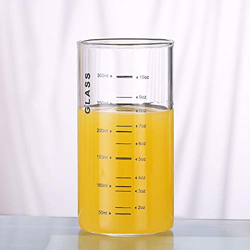 Gläser Milchbecher Borosilikatglas Milchtasse Saftgläser mit Skala Kaffeegläser Teegläser Trinkgläser Kältebeständig Glasmessbecher Heizbeständig Messbecher Getränkegläser (Schwarz) von Qchomee
