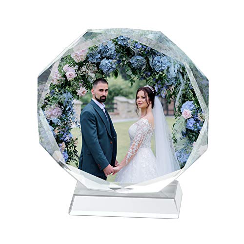 Personalisierte Glasbild Kristallglas Fotorahmen mit Basis Glasfoto mit 3D Wunschfoto Lasergravur Fotogeschenke Selbst Individuell Gestalten für Weihnachten Muttertag Hochzeit Geburtstag Wohnkultur von Qchomee