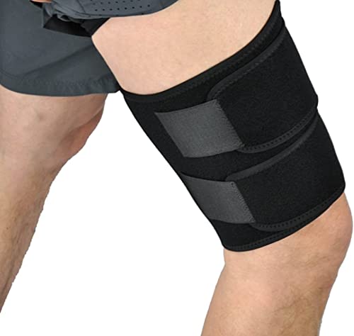 Oberschenkelbandage Oberschenkel Bandage Kompression Mit Klettverschluss Oberschenkelstütze Neopren für Fitnessstudio Laufen Fitness Fußball Badminton Basketball von Qchomee