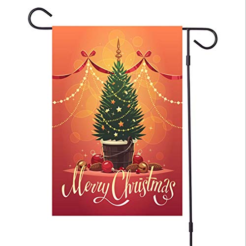 Qchomee Weihnachten Gartenfahne Rasenflagge Weihnachtsmann Weihnachtsbaum Happy Holiday Gartenflagge Weihnachts-Flagge Outdoor Indoor Dekorative Fahne Hausflagge Garten Hinterhof Dekoration 46 X 31cm von Qchomee