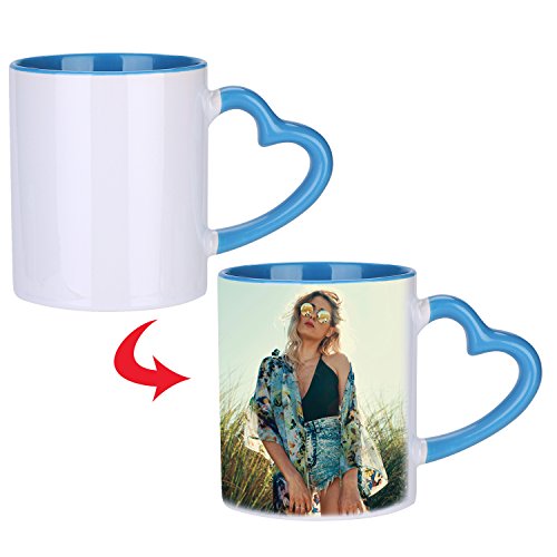 Tasse mit Fotodruck Magie Foto Tasse Zaubertasse Bedruckte Kaffeetasse Fototasse Personalisieren Kaffeebecher mit Thermoeffekt und Eigenem Bild Herz Tasse für Weihnachten Valentinstag Geburtstag von Qchomee