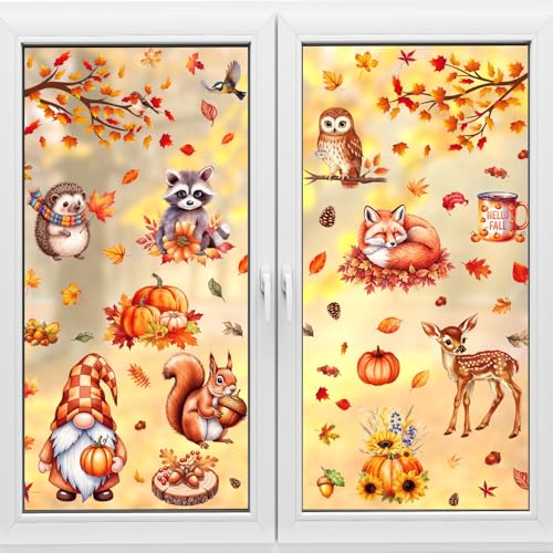 9 Blätter Fensterbilder Herbst selbstklebend – 67 Stück Herbstdeko Fenster Aufkleber doppelseitig – Fensteraufkleber für Kinder & Erwachsene – wiederverwendbar – Thanksgiving Fenster Deko 9 Blätter Fensterbilder Herbst selbstklebend – 67 Stück Herbstdeko Fenster Aufkleber doppelseitig – Fensteraufkleber für Kinder & Erwachsene – wiederverwendbar – Thanksgiving Fenster Deko von QckZee