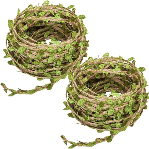 QckZee Blätter Girlande, Pflanzen Girlande für Home Decoration und Hochzeitsdekoration, 2 Rollen Grüne Rebe mit 10 Meter Länge, Ideal für DIY Craft Making und Holiday Decoration von QckZee