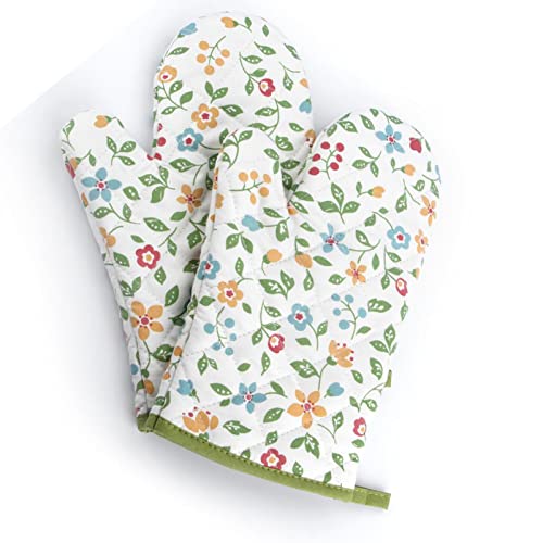1 Paar Ofenhandschuhe, rutschfest, Blumen-Gras-Muster, Hitzebeständige Mikrowellen- für Kochset, Silikon-Räucherofen-, Extrem Hitzebeständiger von Qcwwy