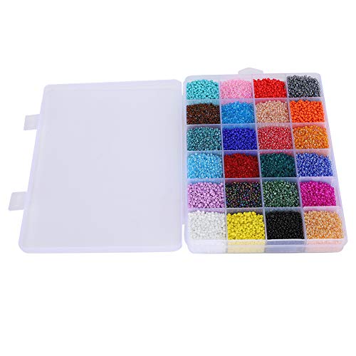 26400 Stück Glas-Rocailles-Perlen-Set, Perforiert, 24 Farben, Armbandperlen mit Aufbewahrungsbox 2 Mm, DIY-Bastelarbeiten von Qcwwy