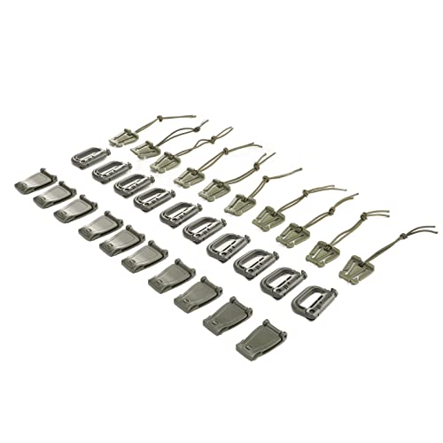 30 Stück Tactical Molle Attachments Tactical Bag Clip Strap Set, D-Ring Grimlock Locking Gear Clip Bag Clip Strap Set mit D-Ring (OD-Grün) von Qcwwy