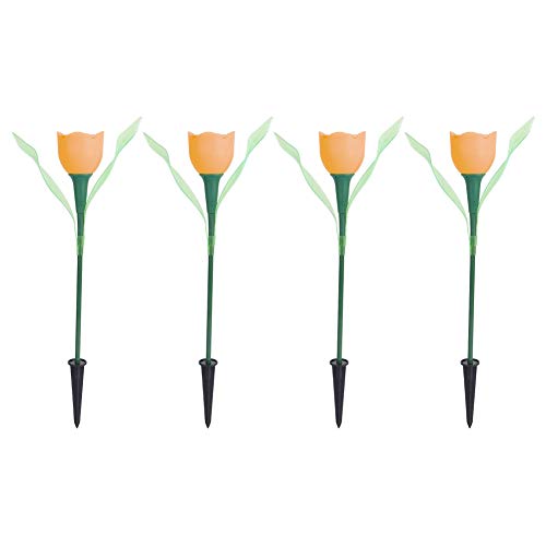 Qcwwy 4 Stücke Gartenlampe, Outdoor Solar Power Tulip LED Blumenlicht Outdoor Solar Garden Lights wasserdichte Garten Rasen Lampe Dekoration(Orange) von Qcwwy