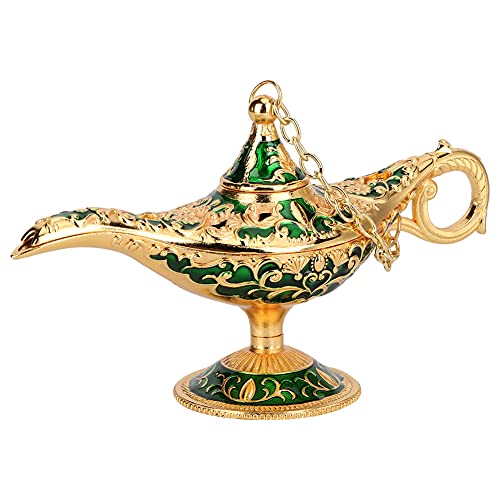 Aladdin-Lampe, 3D-Metall-Wunschlicht mit Exquisitem Griff, Vintage-Metall-Kostümlampe, Ornament, Teelampe, Hochzeit, Tischdekoration, Geburtstagsgeschenk, 4,5 X 2,8 X 1,8 Zoll (Klares Grün) von Qcwwy