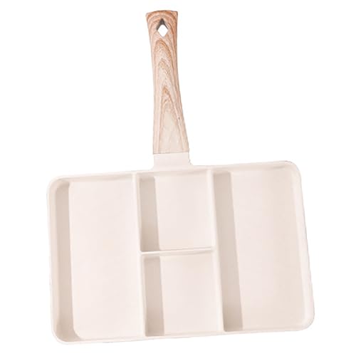 Antihaftbeschichtete 4-teilige Geteilte Pfanne, Eierpfanne, Maifan-Steinbeschichtung, Grillpfannen aus Aluminiumlegierung, Geteilte Bratpfanne, Quadratische Grillpfanne mit (WHITE) von Qcwwy