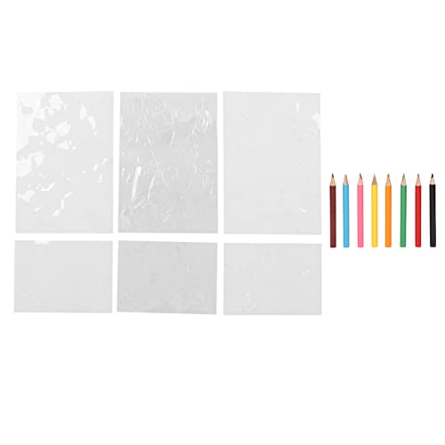 Blumen-Schrumpfpapier, 6 Blatt, Zwei Seiten, BOPS-Material, DIY-Schrumpffolienpapier für Anfänger mit 8 Farbstiften von Qcwwy